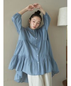 earth music&ecology コットンボイル切替ティアードチュニック
