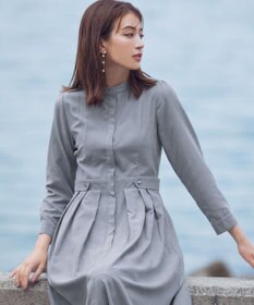 Tiaclasse 【新色追加・洗える】ピーチスキンバンドカラーワンピース