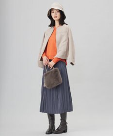 J.PRESS LADIES L 【洗える】マロンサテン ランダムプリーツ スカート