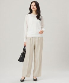 自由区 【カタログ掲載・ご好評につき新色追加・セットアップ対応】リネンライクシンセティックワイドストレート パンツ