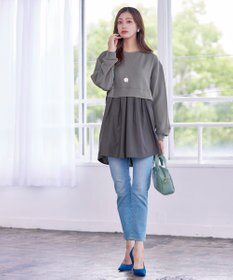 Tiaclasse 【洗える】重ね着風チュニックプルオーバー