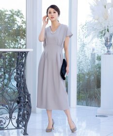 Tiaclasse 【洗える】ハイストレッチジョーゼットワンピース