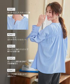 Tiaclasse 【洗える】ドロストギャザー袖シャツチュニック