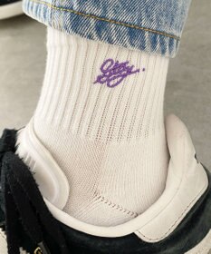 WEGO カラーロゴ刺繍アンクルパイルソックス