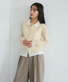 CRAFT STANDARD BOUTIQUE レイヤードポロ衿カーディガン