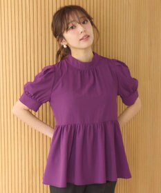 Feroux 【洗える】ペプラム ボウタイブラウス