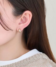 Phoebe 【金属アレルギー対応】オーバルフープスナップイヤリング　シャンパンゴールド