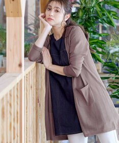 Tiaclasse L 【洗える新色追加・洗える】サマーニットフードロングカーディガン