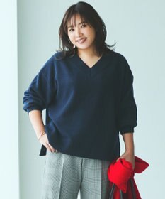 UNFILO 【野呂佳代さん着用】カシミヤブレンド Vネックニット ネイビー