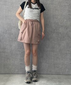 WEGO 【ウエストゴム】ナイロンカーゴミニスカート