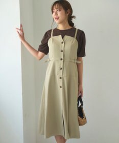 Feroux 【洗える】サイドベルト ジャンパースカート