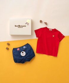 MIKI HOUSE HOT BISCUITS ワンポイント半袖Tシャツ＆顔ドンブルマギフトセット【BOX付き】
