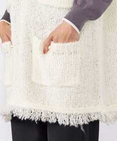 Tiaclasse 【洗える】ツイード見えフリンジニットベスト