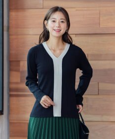 ANY 【洗える】Vネック リブニット