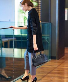 Tiaclasse 【洗える】ツイード見えフリンジニットベスト