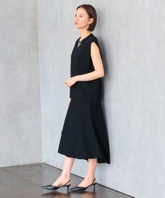 自由区 【洗える・XSサイズあり】クレープストレッチノースリーブ ニット