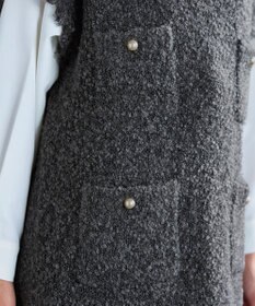 Tiaclasse 【洗える】ツイード見えフリンジニットベスト