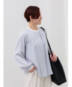 Te chichi パール釦配色タックブラウス