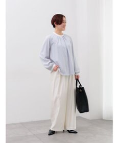 Te chichi パール釦配色タックブラウス