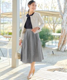 Tiaclasse 【新色追加・選べる丈】麻調タックフレアスカート