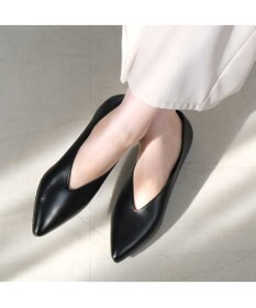 Pointer 日本製 本革 生活防水機能付きVカットパンプス