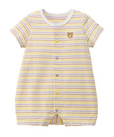 MIKI HOUSE HOT BISCUITS 【70-80cm】 みじんボーダー ワンポイント刺繍 ショートオール