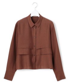 ICB L 【洗える】 ワッシャーツイル クロップドブラウス