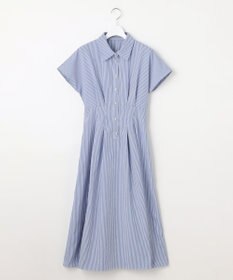 Feroux 【洗える】パールボタンストライプ シャツワンピース