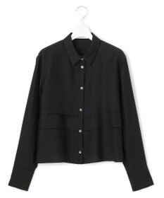 ICB L 【洗える】 ワッシャーツイル クロップドブラウス