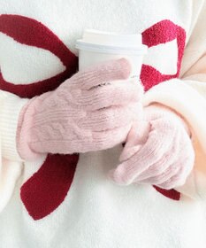 WEGO 【スマホ対応】ケーブル編みニットグローブ