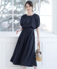 Tiaclasse 【洗える】麻調ギャザーワンピース