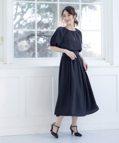 Tiaclasse 【洗える】麻調ギャザーワンピース