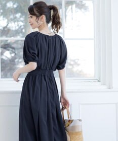 Tiaclasse 【洗える】麻調ギャザーワンピース