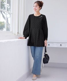 Tiaclasse L 【洗える】フロッキードットチュニック