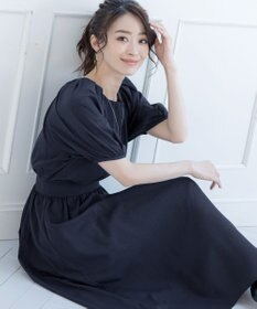 Tiaclasse 【洗える】麻調ギャザーワンピース