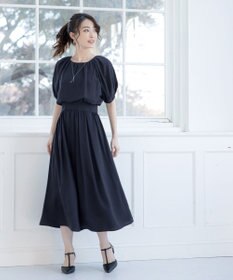 Tiaclasse 【洗える】麻調ギャザーワンピース