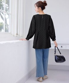 Tiaclasse L 【洗える】フロッキードットチュニック
