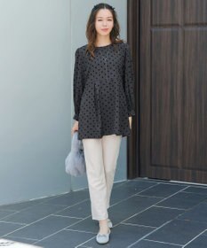 Tiaclasse L 【洗える】フロッキードットチュニック