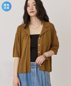 AMERICAN HOLIC 襟付き5分袖ニットカーディガン