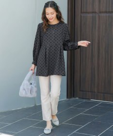 Tiaclasse L 【洗える】フロッキードットチュニック