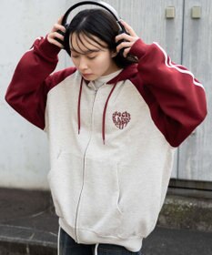 WEGO 【ユニセックス着用ITEM】ラグラングラフィックZIPパーカー