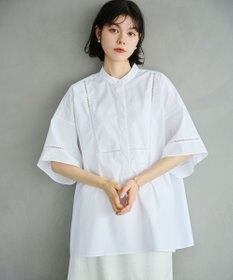 #Newans 【洗える/セットアップ可能】ハシゴレースビブデザインシャツ