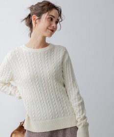 組曲 カシミヤブレンドバルキーケーブル ニット