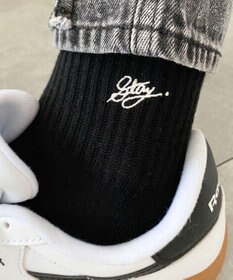 WEGO カラーロゴ刺繍アンクルパイルソックス