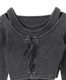 WEGO ヴィンテージライクレースアップトップス