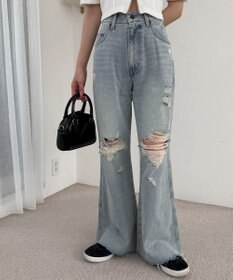 WEGO ダメージフレアデニムパンツ