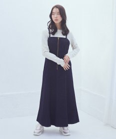 earth music&ecology バックレースアップデニムキャミワンピース