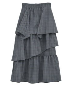 earth music&ecology ハイウエストランダムティアードチェックスカート