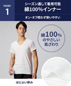 WACOAL MEN インナーシャツ 【2枚組】 3分袖 半袖 綿100%(本体) 伸縮性 肌着 下着 インナー 白 メンズ GL3500 /ブロス バイ ワコールメン