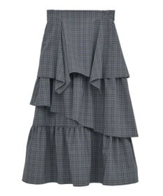 earth music&ecology ハイウエストランダムティアードチェックスカート